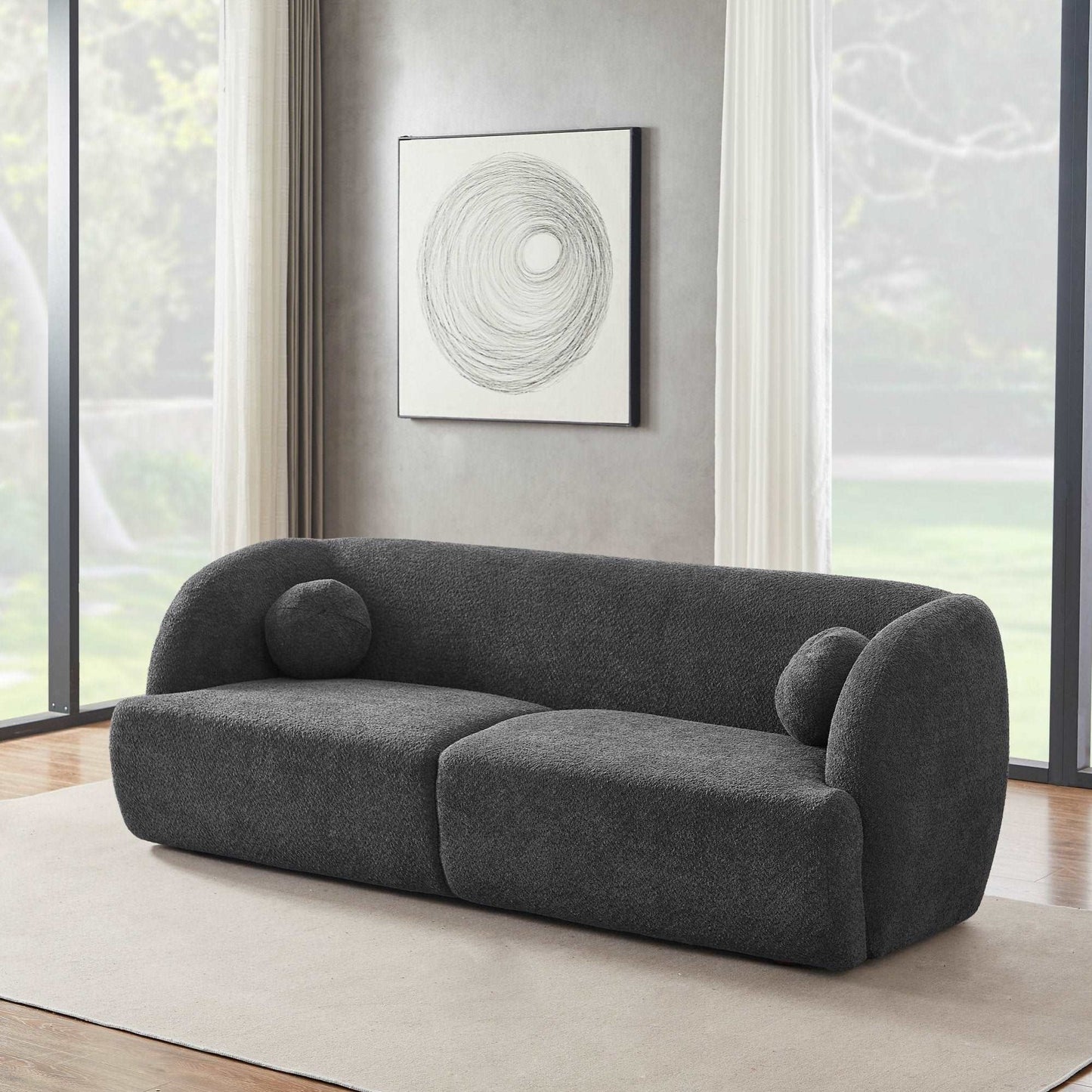  Grey Boucle Sofa