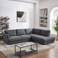 Garfield Grey Pillow Back Linen Sectional Sofa