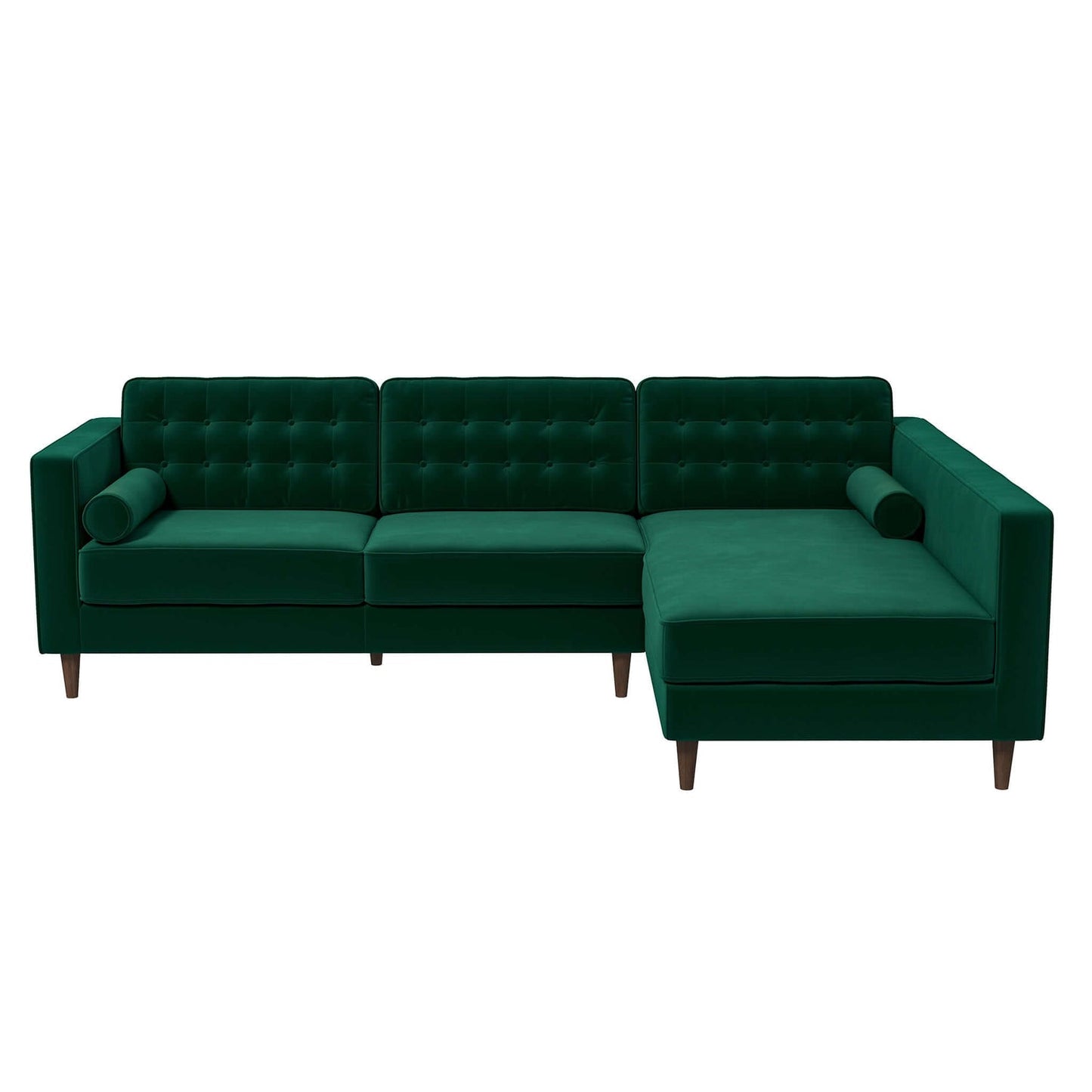 Carol Sectional Velvet Sofa with Right Chaise | Green