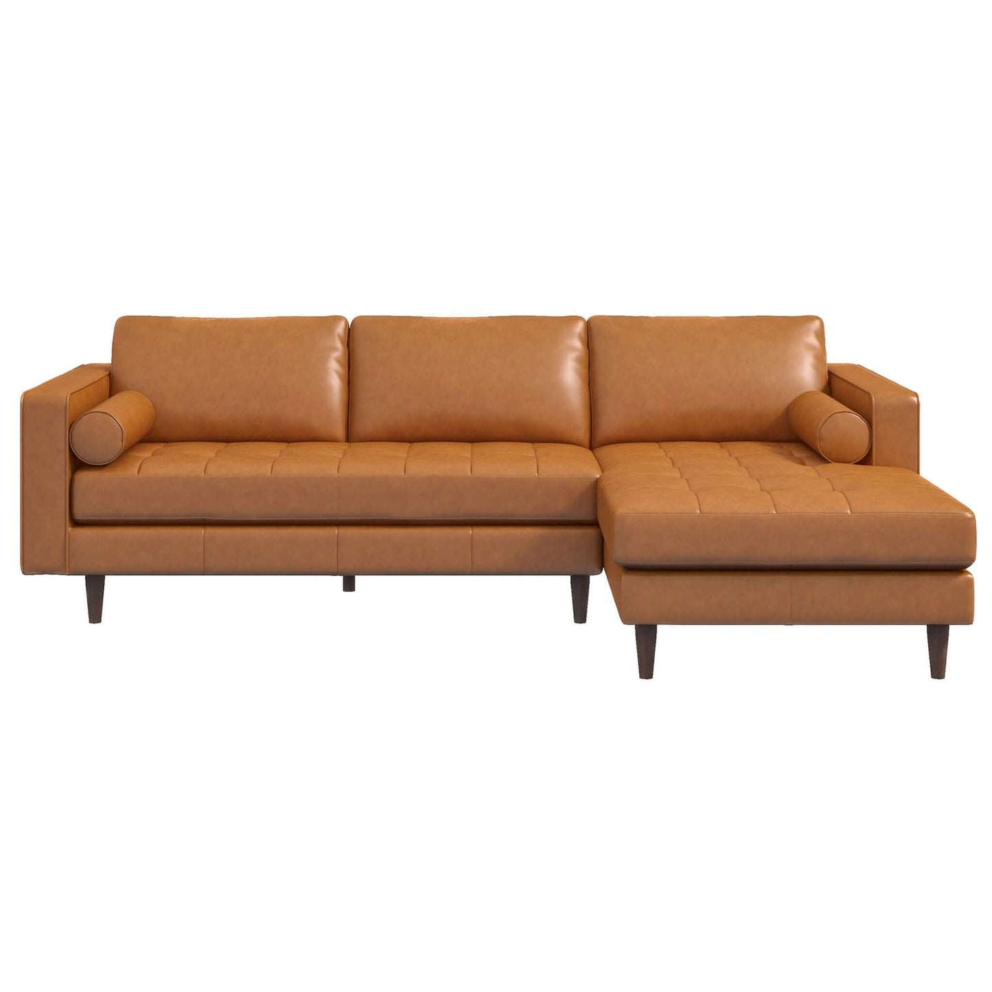 Durham Leather Sectional Sofa Right Facing Chaise| Tan