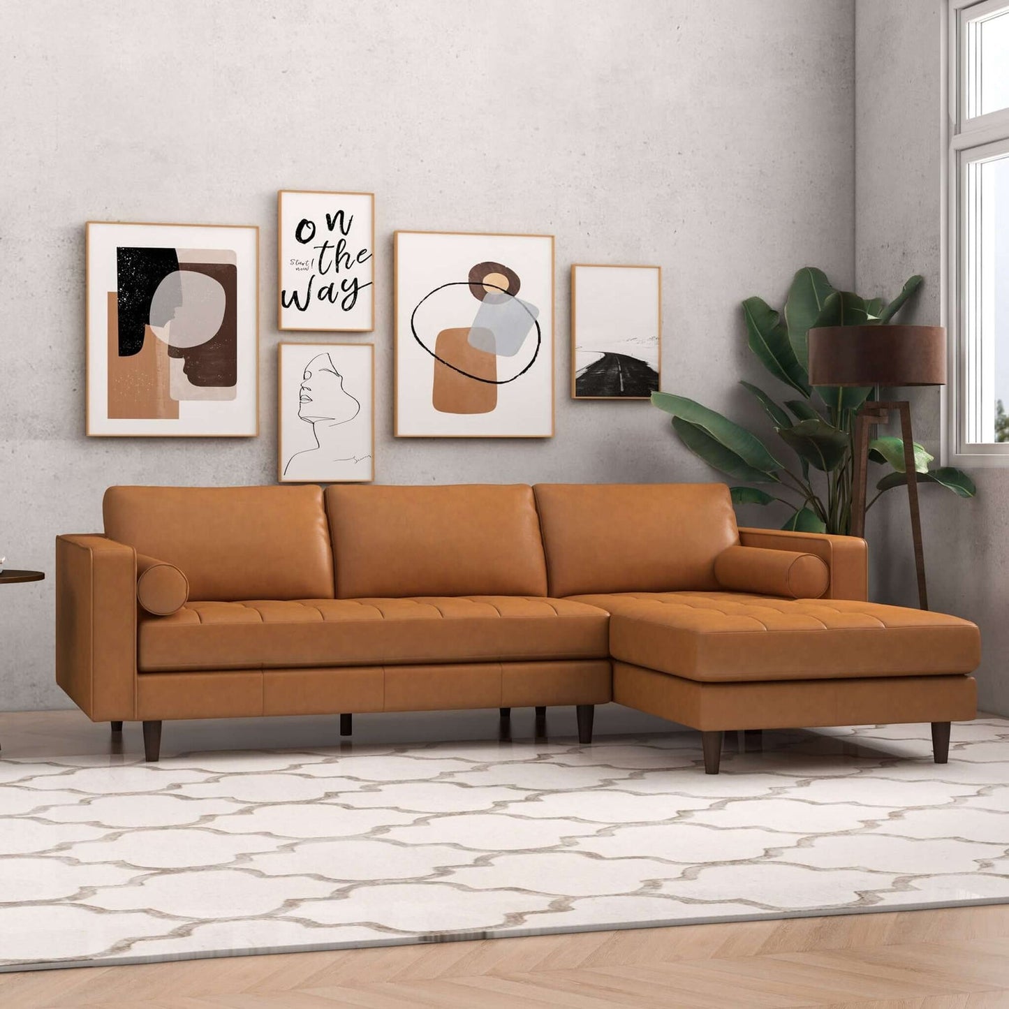 Durham Leather Sectional Sofa | Tan