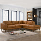 Lawrence Leather Sectional Sofa, Tan, Right Chaise