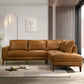 Lawrence Leather Sectional Sofa, Tan, Right Chaise