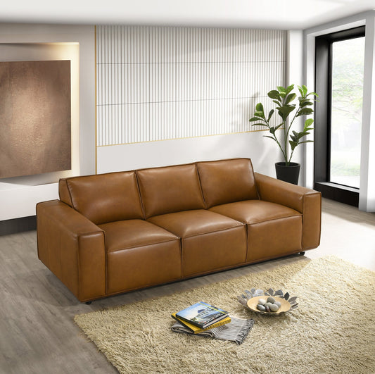 Abbott Genuine Leather Sofa | Tan