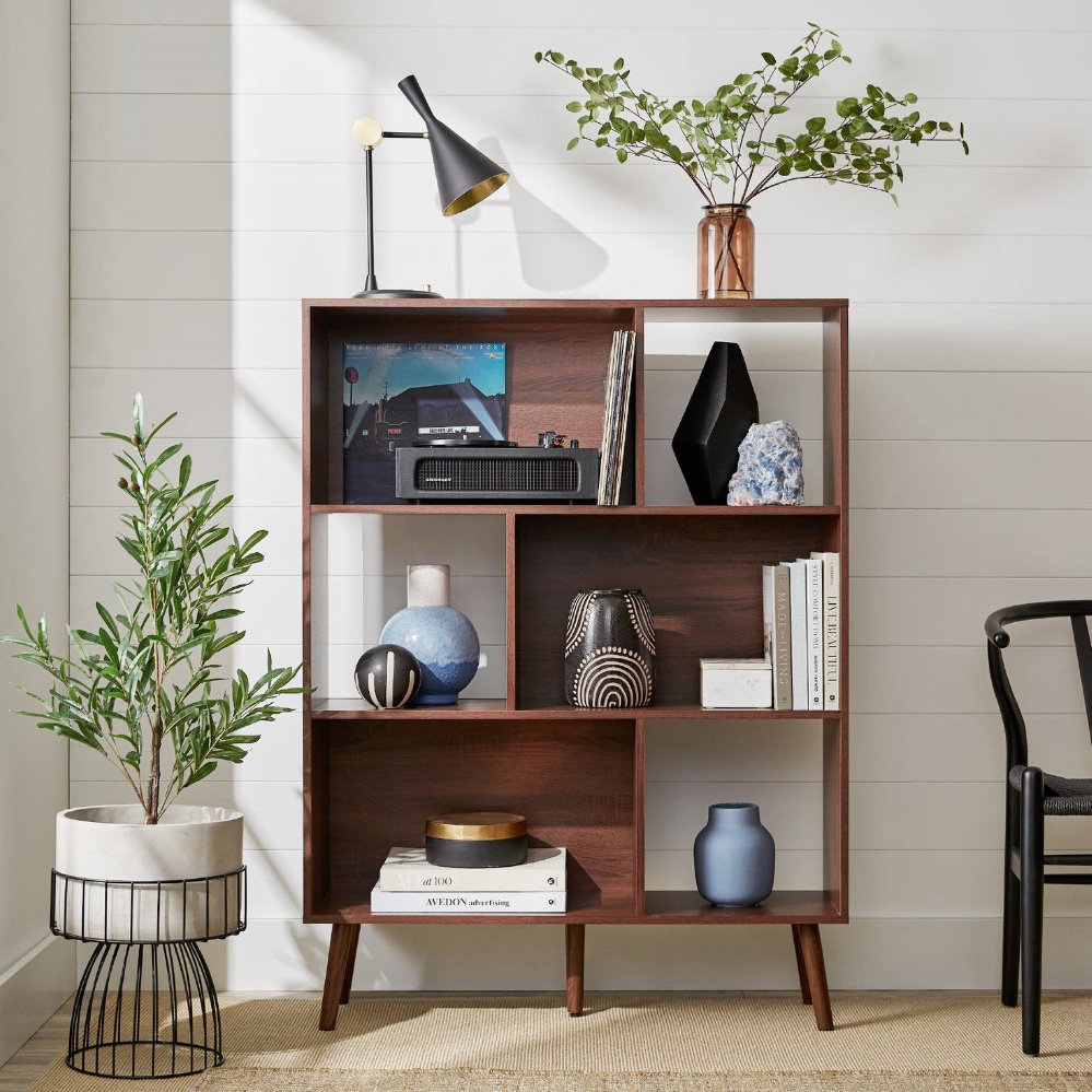 Mid Century Bookcase Storage Unit, Walnut