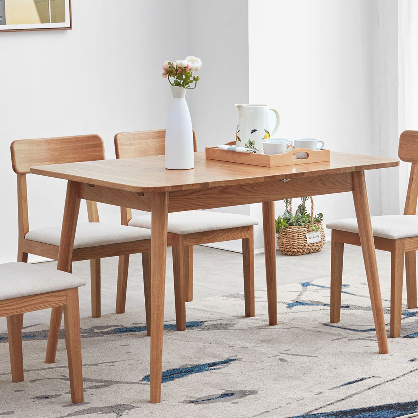 Solid Oak Expandable Dining Tale, Light Oak