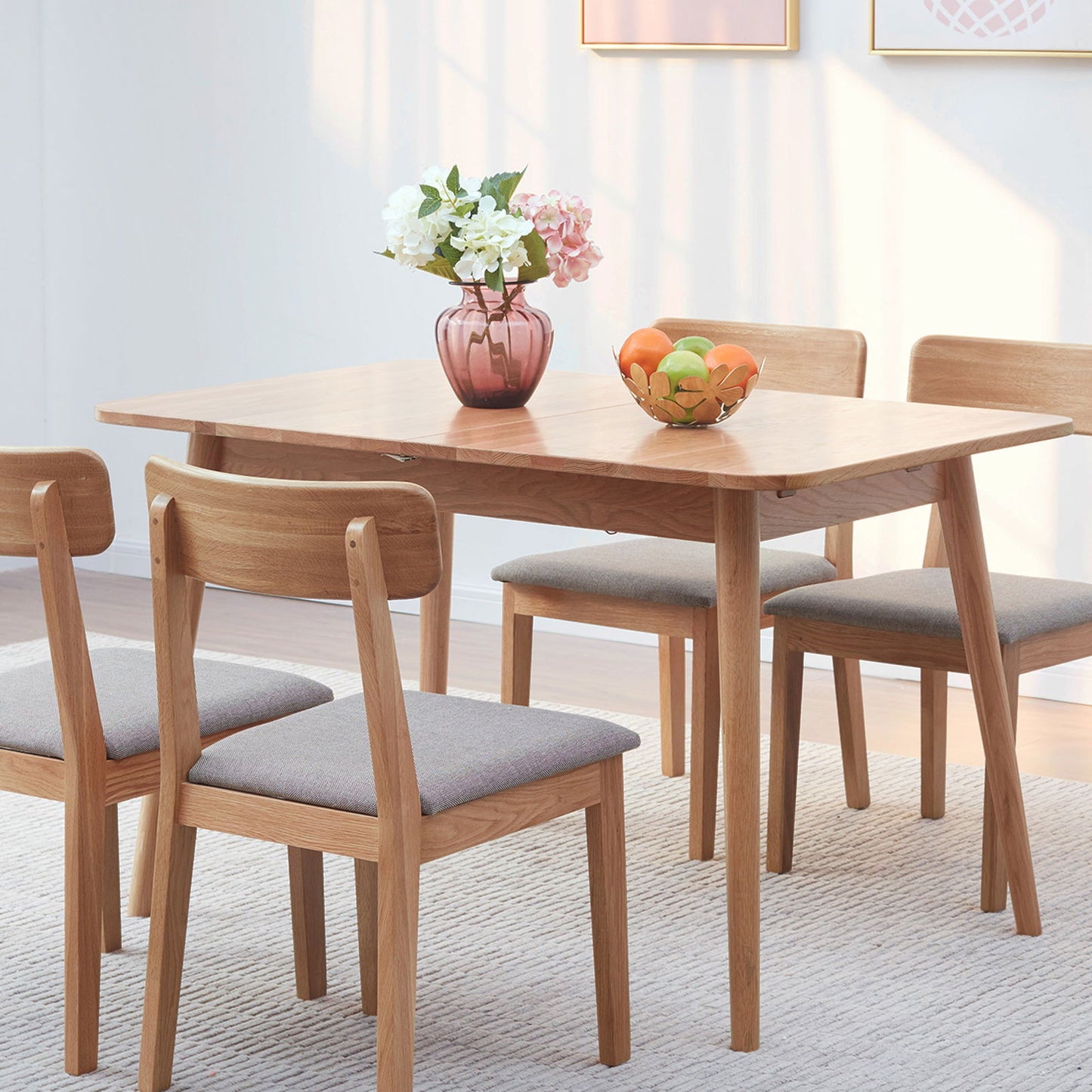 Solid Oak Expandable Dining Tale, Light Oak