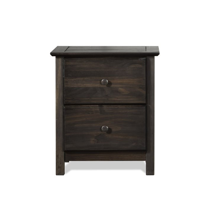 Solid Pine Espresso Wood 2 Drawer Nightstand