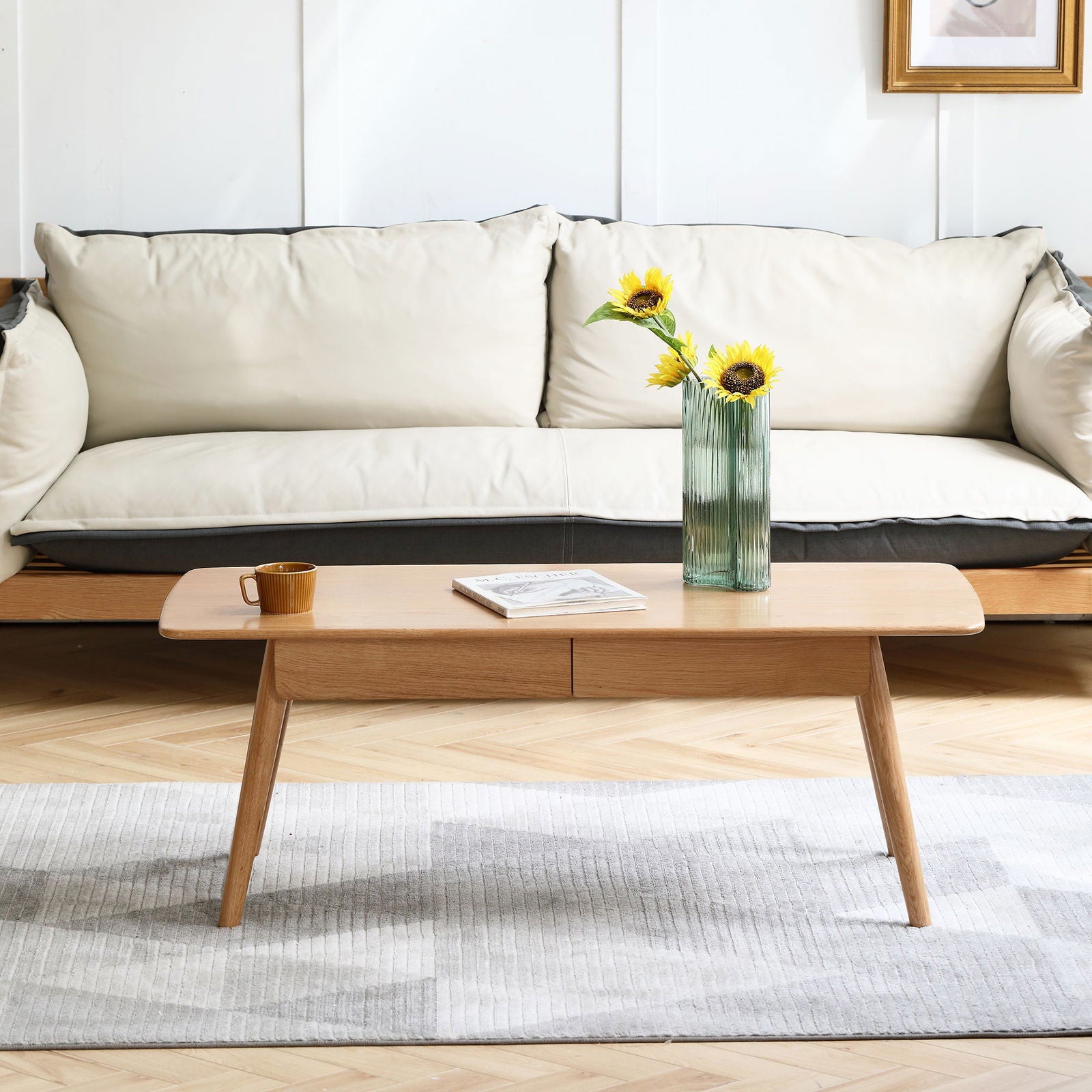 Solid Wood Low Coffee Table, Oak