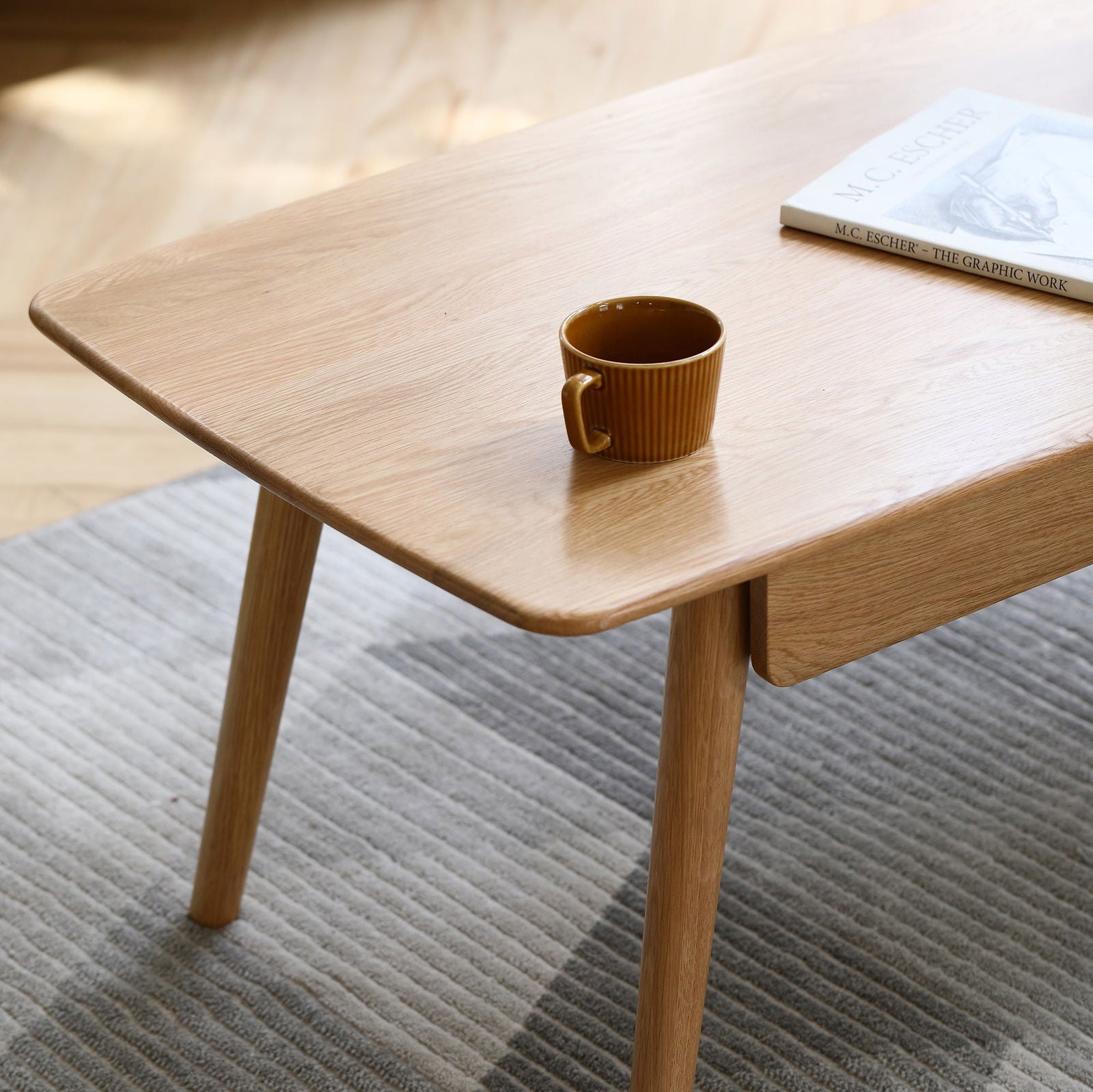 Solid Wood Low Coffee Table, Oak