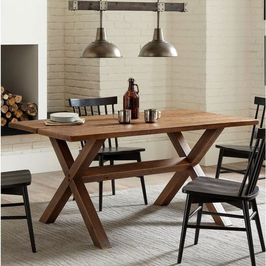 Solid Wood Trestle Dining Table - Walnut