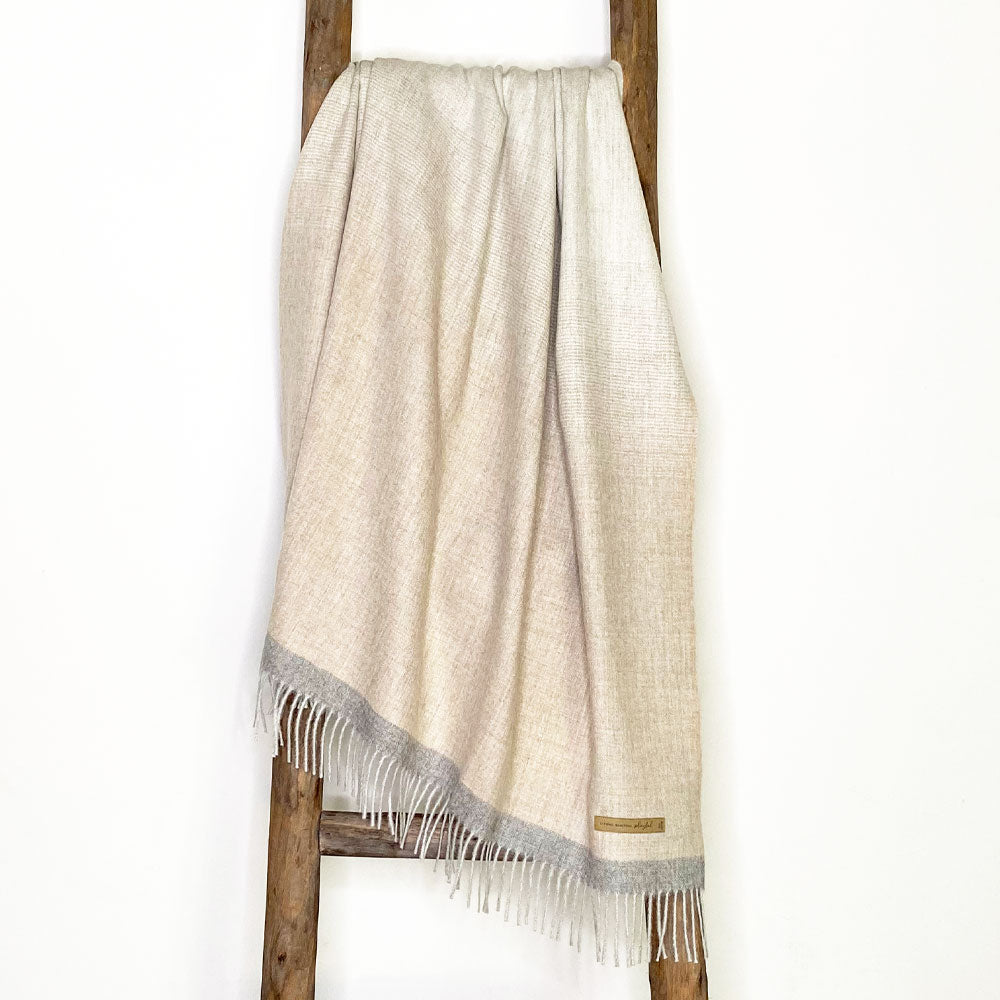 Soul Blanket |  Coco – Tan Ombre + Gray Stripe