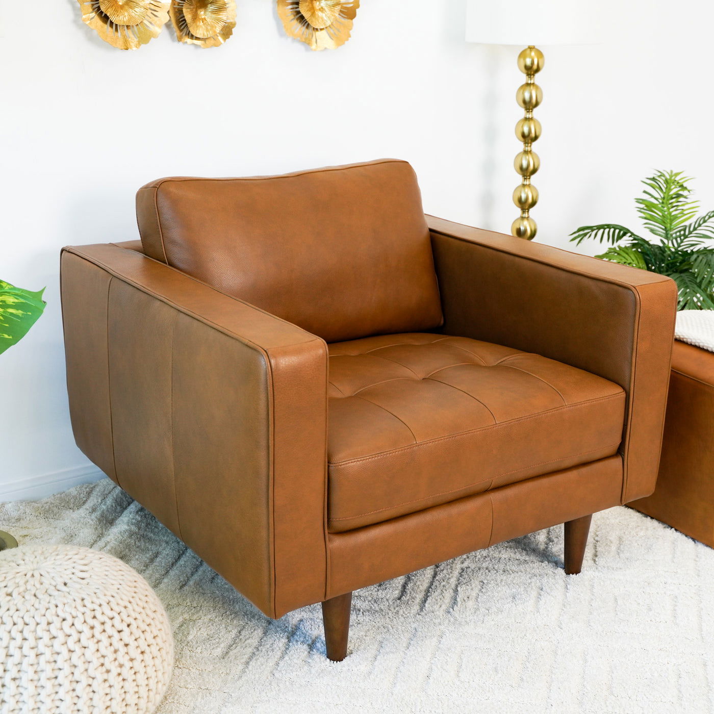 Tatum Leather Lounge Chair | Tan