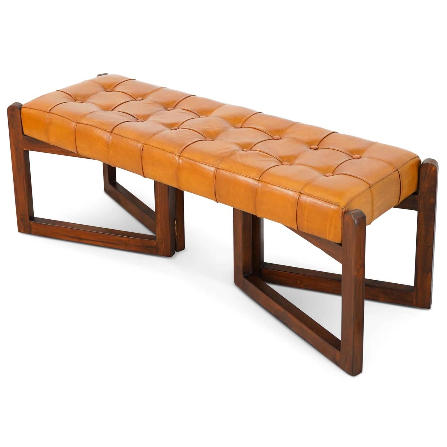 Tufted Leather Bench (Large) | Tan