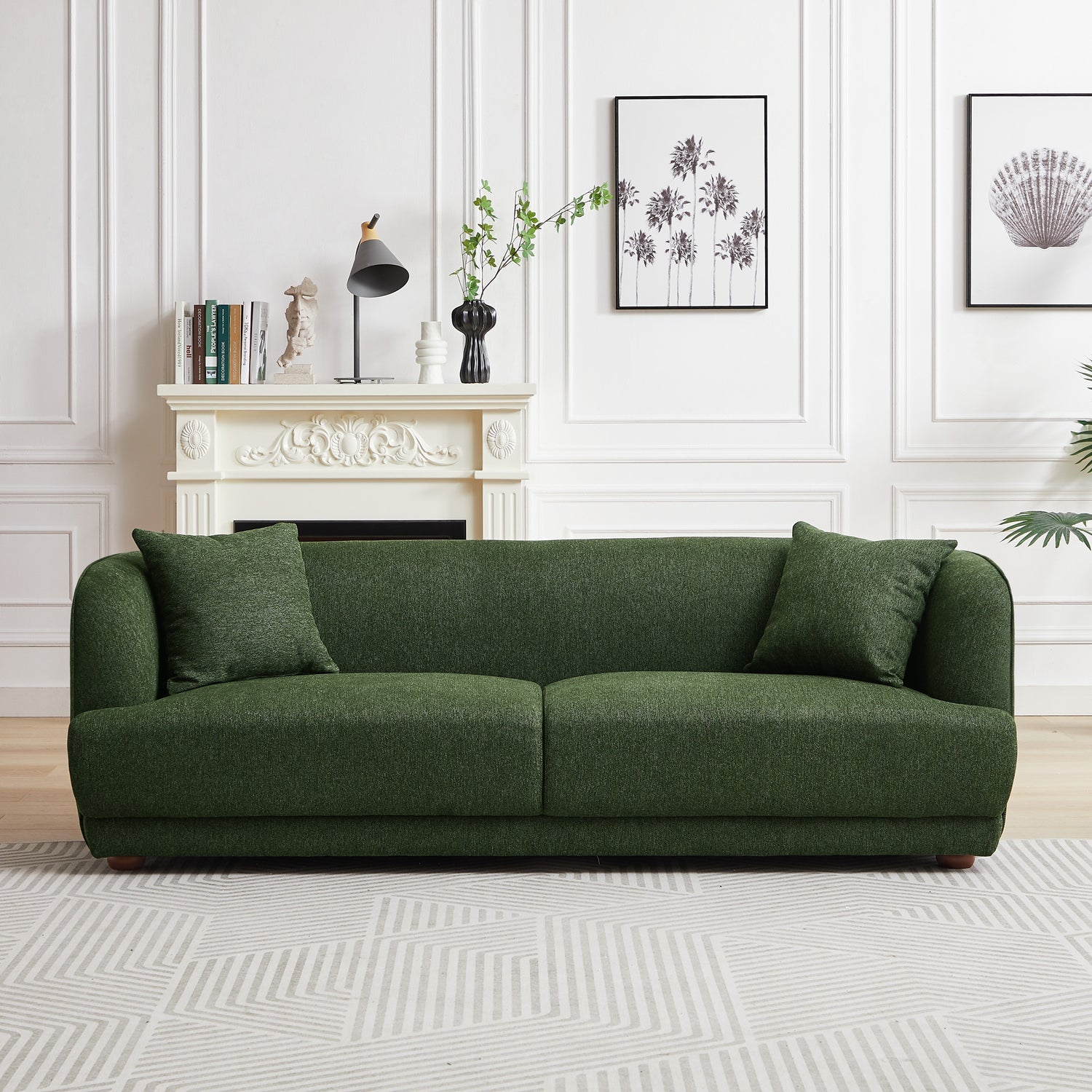 Linden Modern Linen Sofa | Green