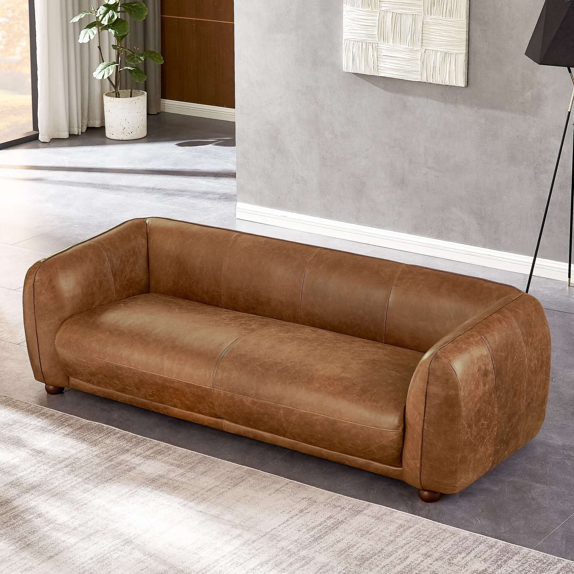 Malory Italian Leather Sofa Brown