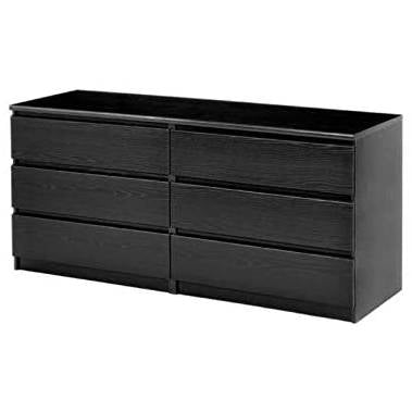 Woodgrain 6 Drawer Dresser, Black