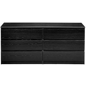 Woodgrain 6 Drawer Dresser, Black