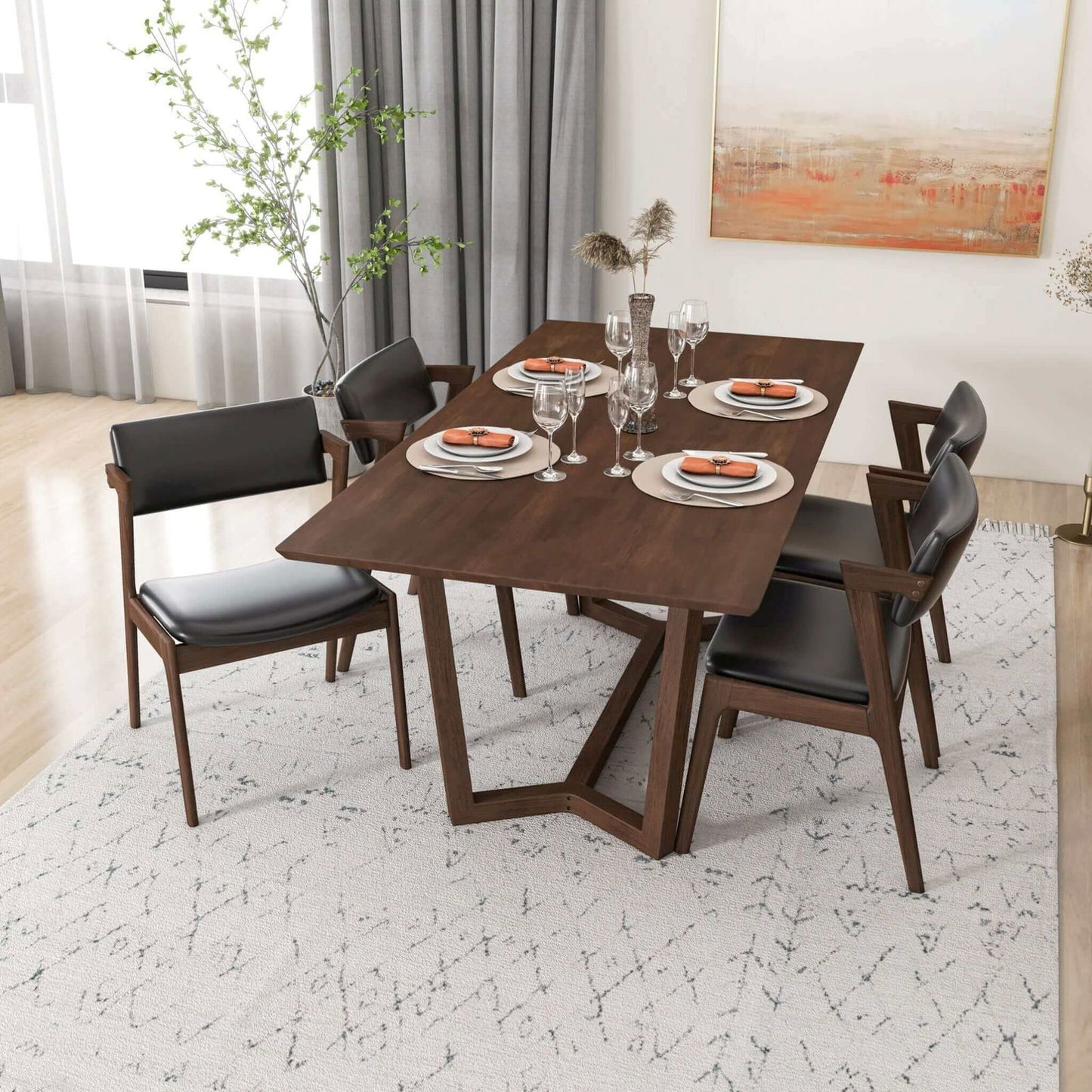 Zoe Solid Wood Dining Table | Brown