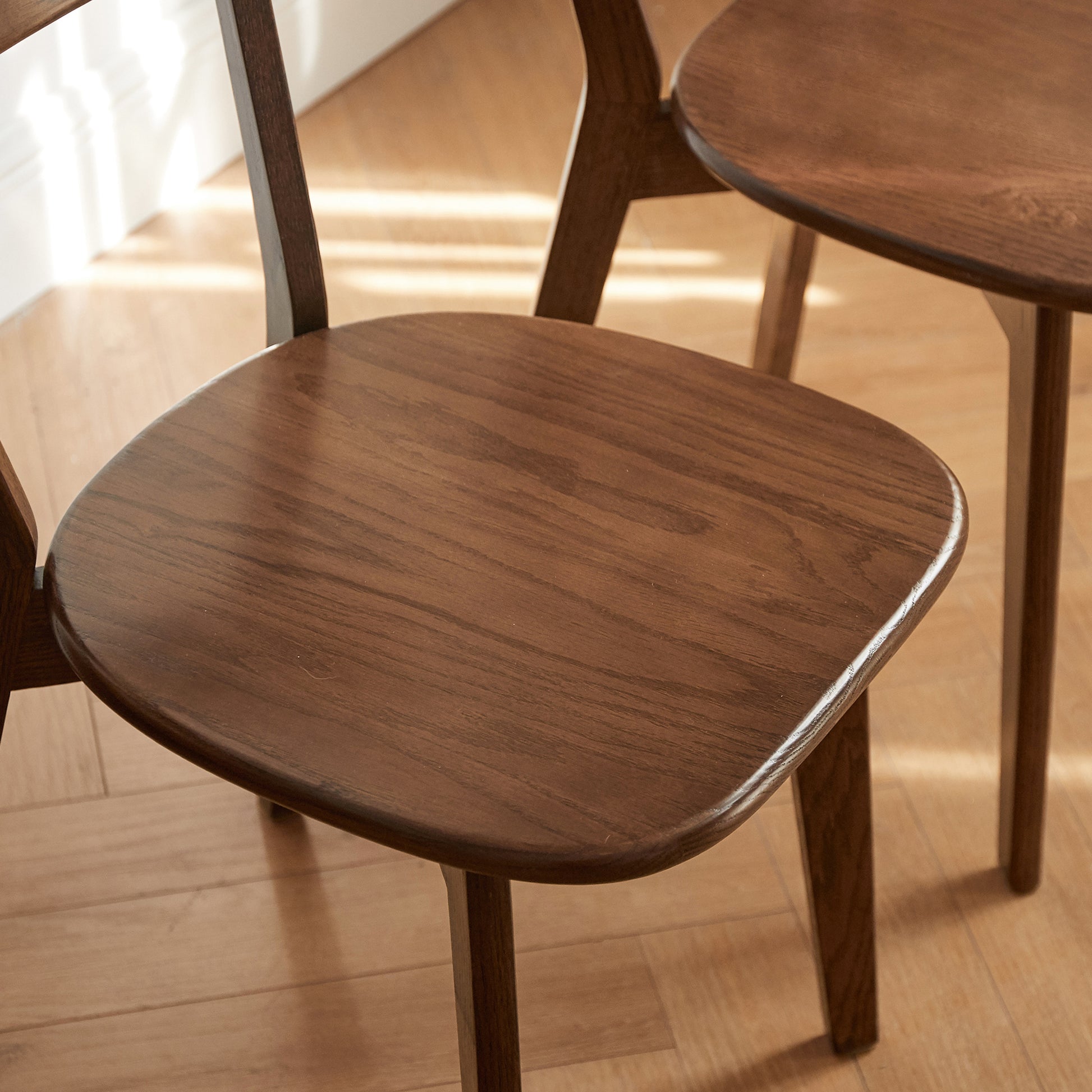 Simple Solid Oak Chair (Set of 2), Dark Walnut