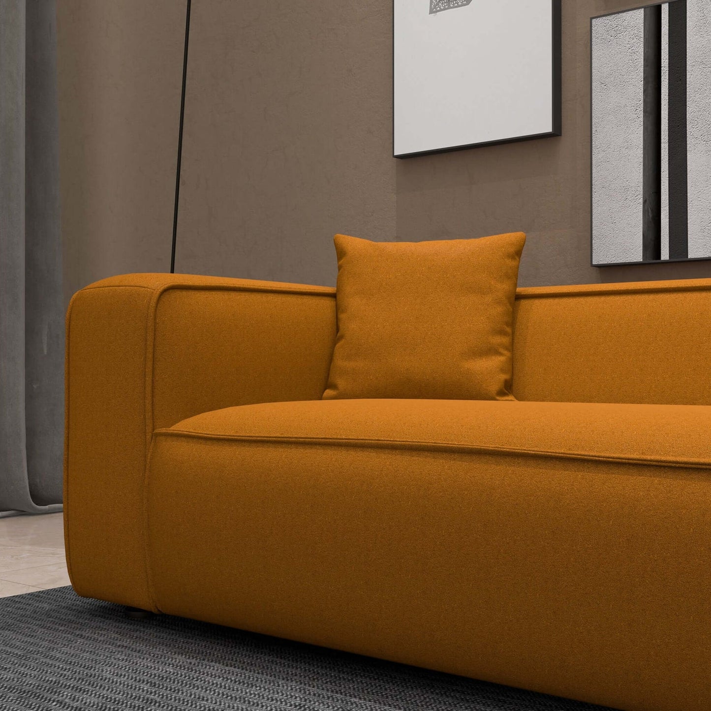 Baker 91" Modern Boucle Sofa - Orange