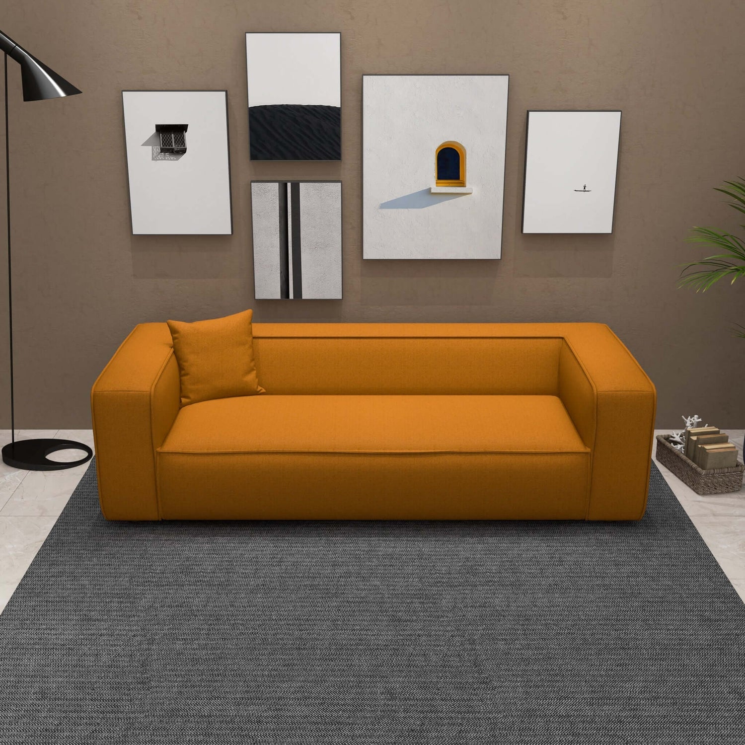 Baker 91" Modern Boucle Sofa - Orange