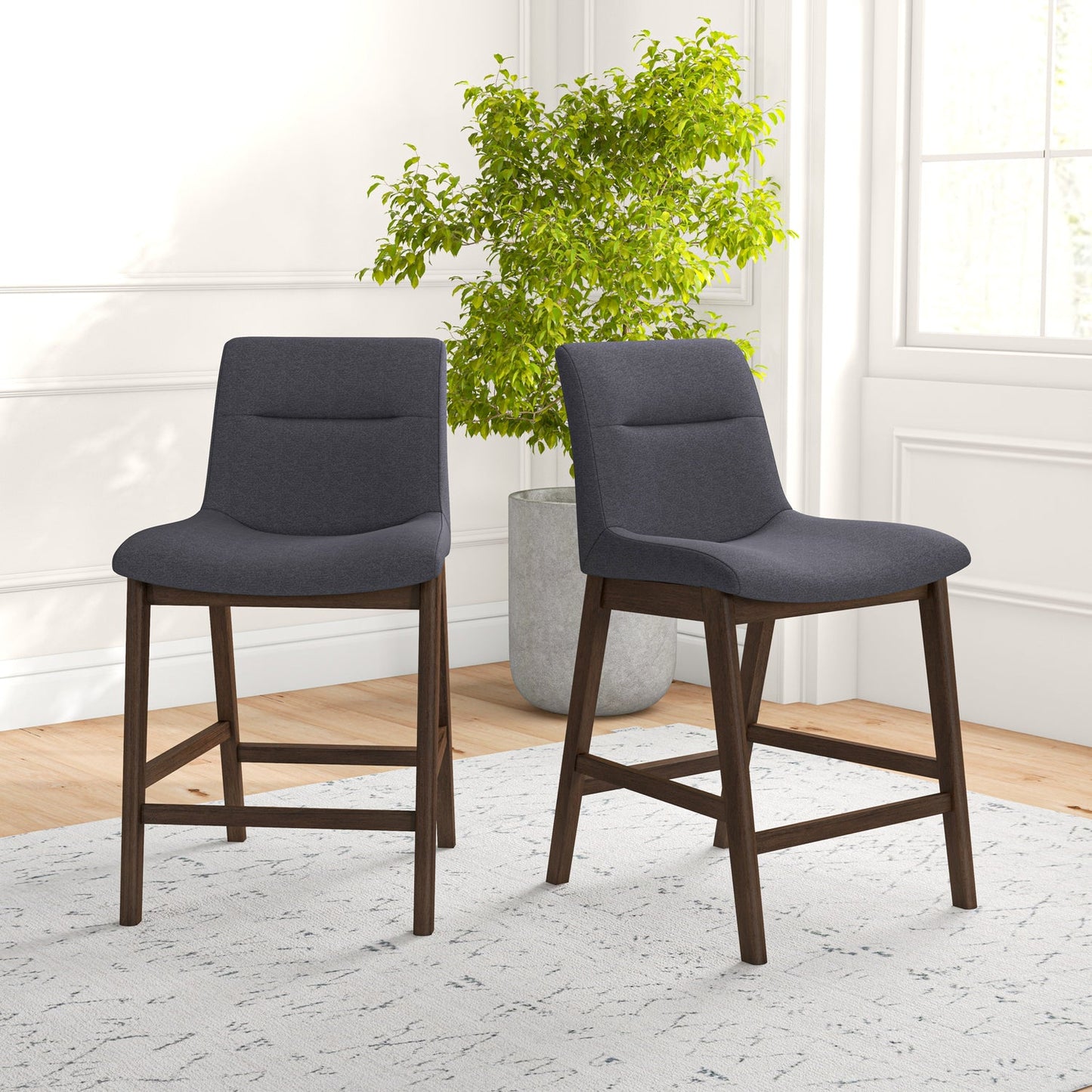 Leonard 24" Upholstered Counter Stools (Set of 2) Dark Grey Fabric