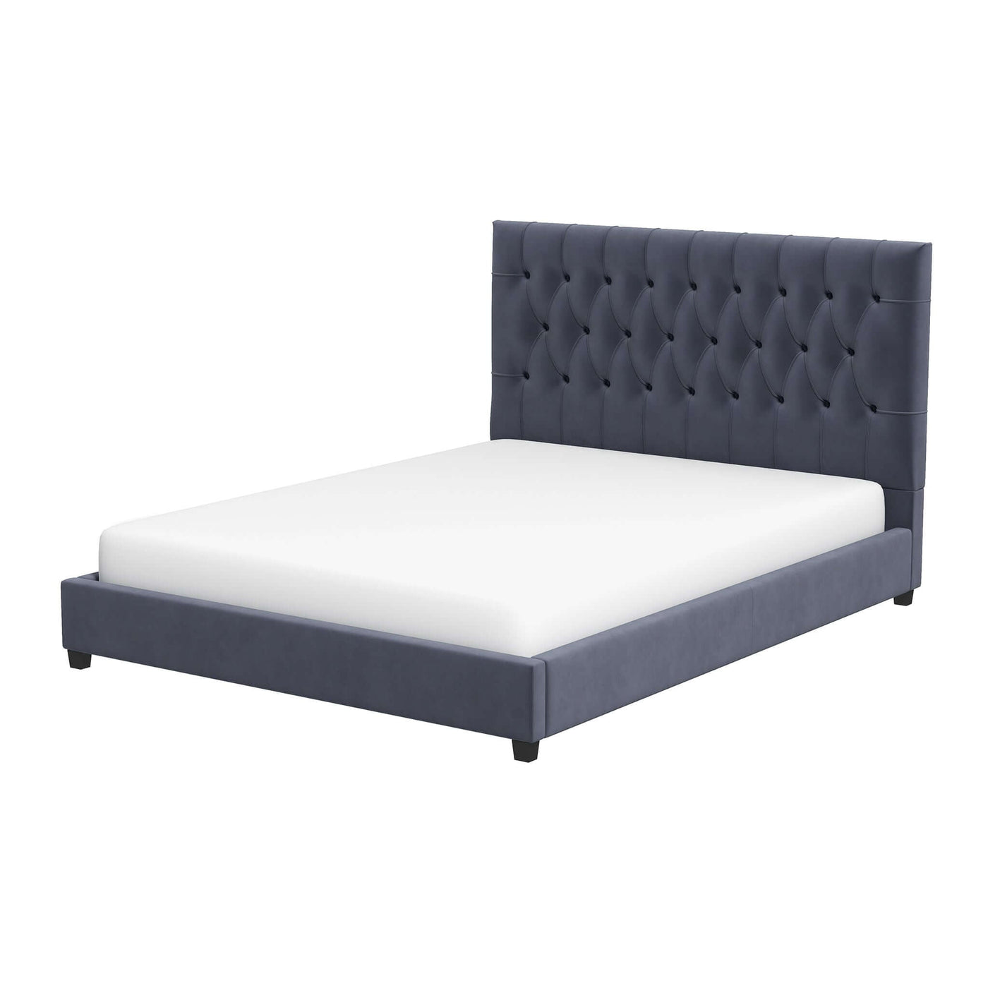 Debbie King Velvet Platform Bed | Grey