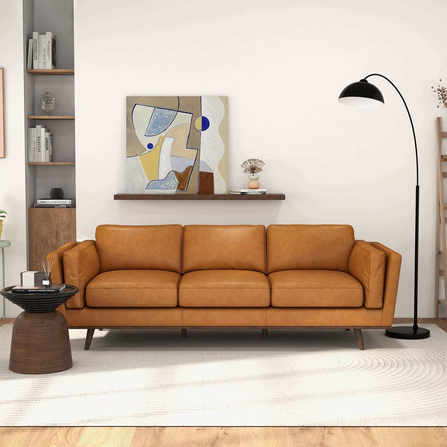 Fresno 91" Leather Sofa | Tan