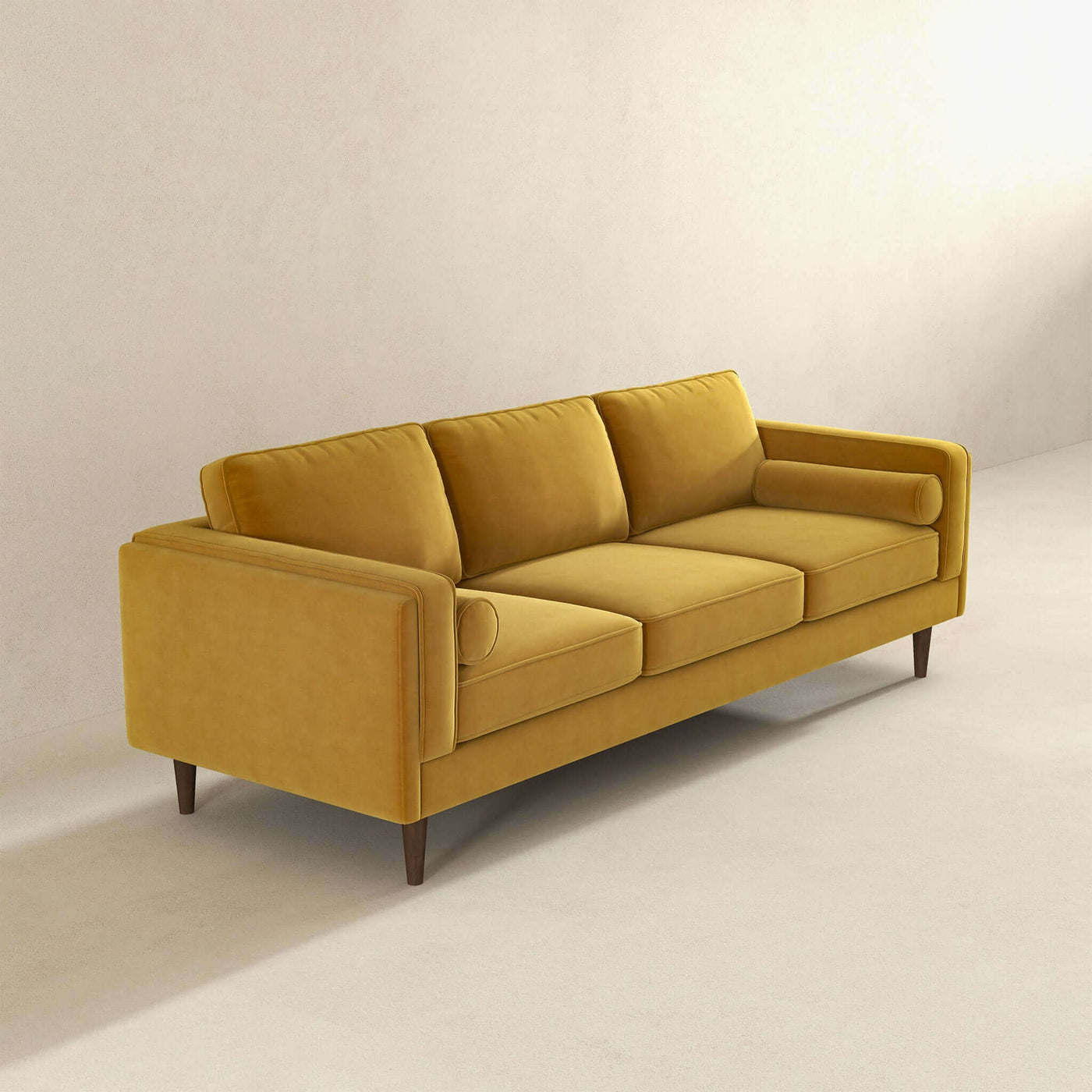 Dark Yellow 86" Velvet Sofa