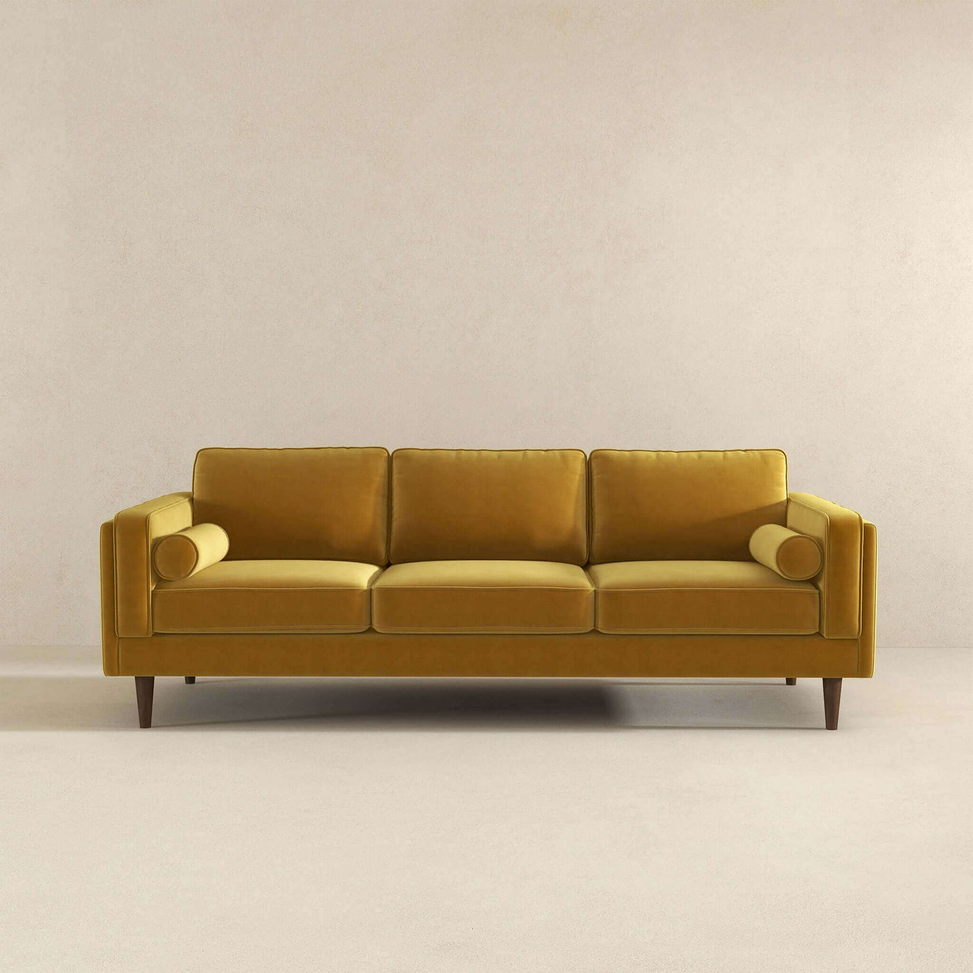 Dark Yellow 86" Velvet Sofa