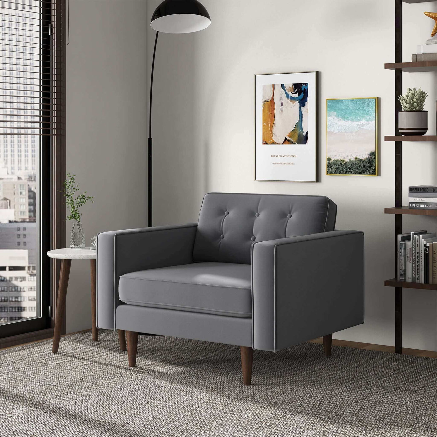 Kendall Velvet Lounge Chair | Grey