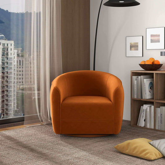 Ella Velvet Swivel Chair Burnt Orange 