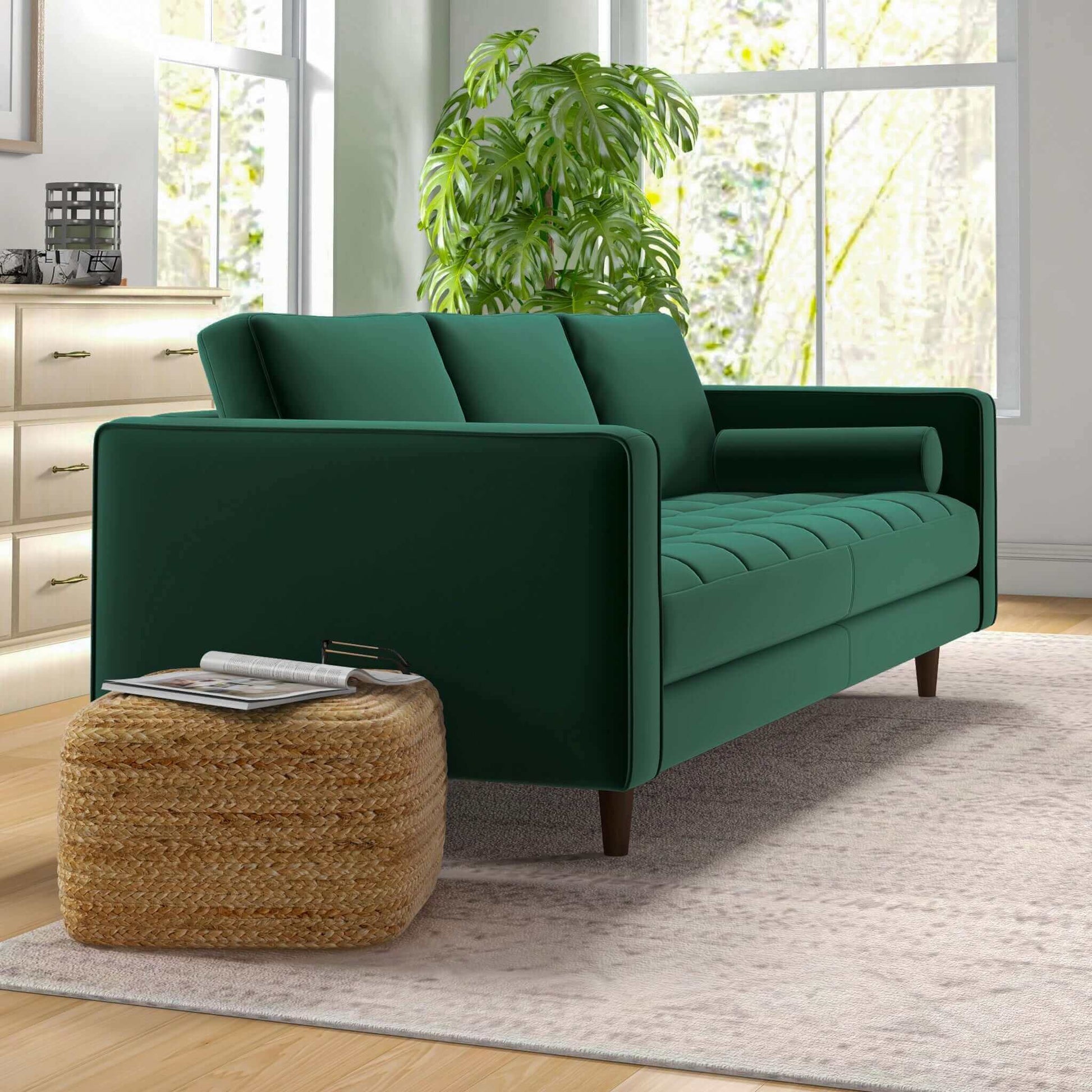 Elanna Linen 84" Sofa | Green