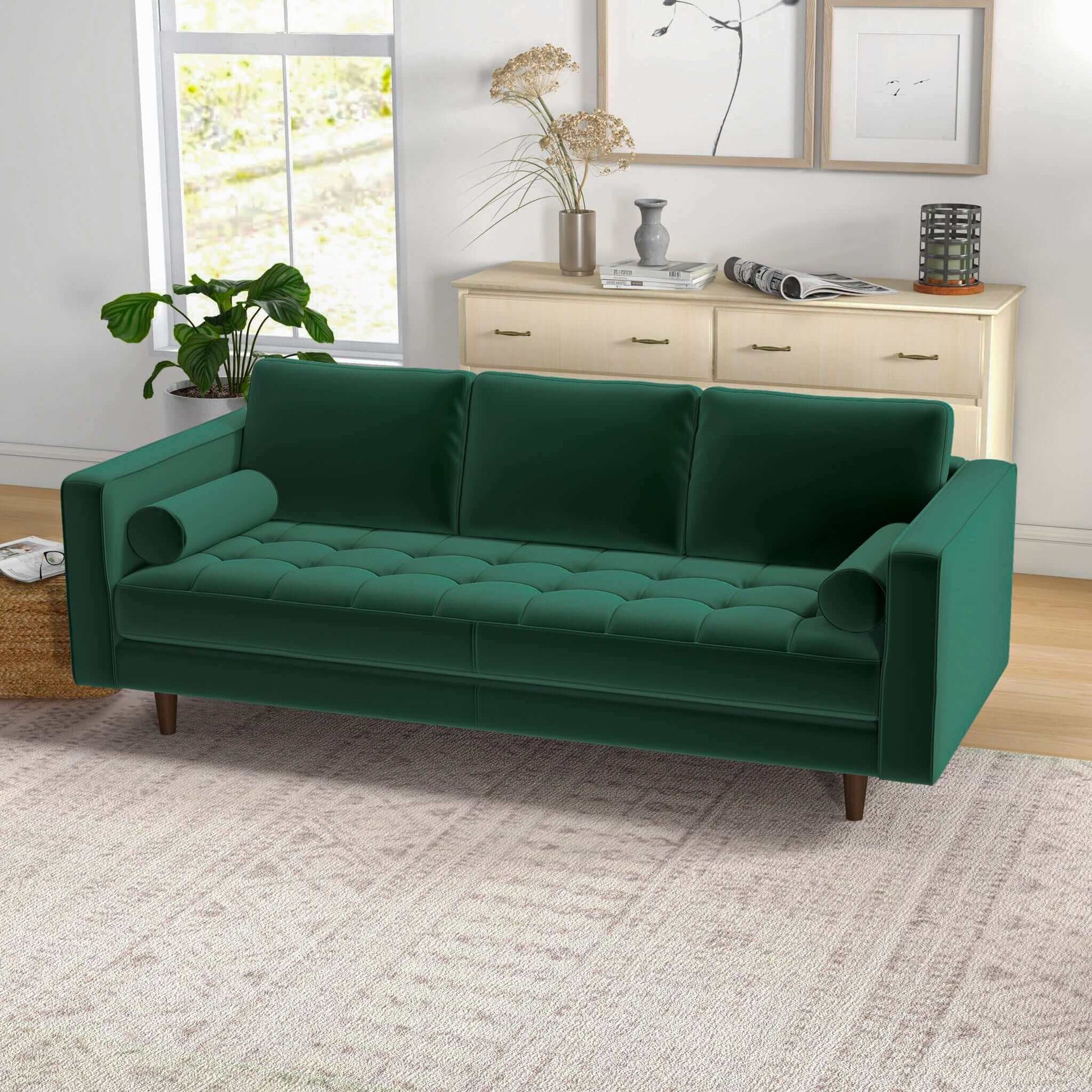 Elanna Linen 84" Sofa | Green