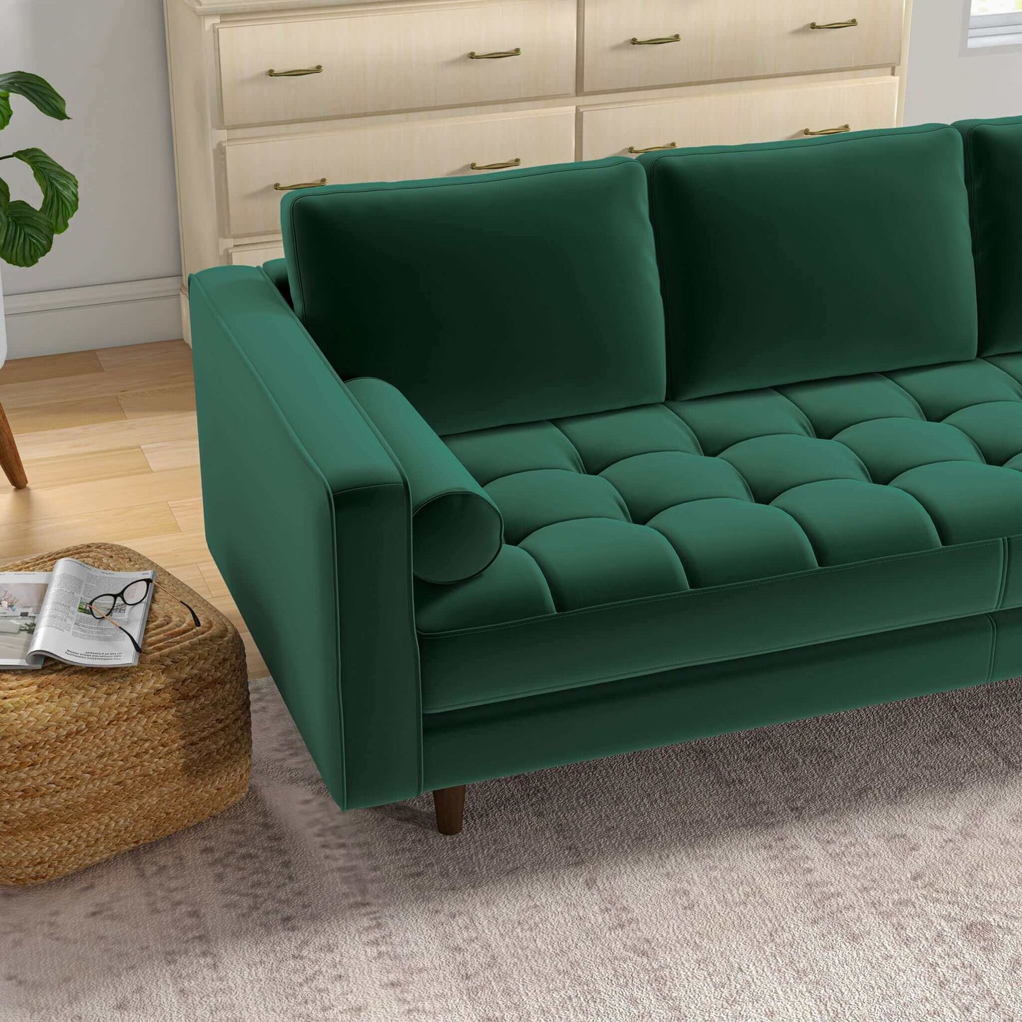 Elanna Linen 84" Sofa | Green