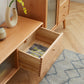 Solid Beech Wood TV Cabinet with Glass Doors, Two Drawers