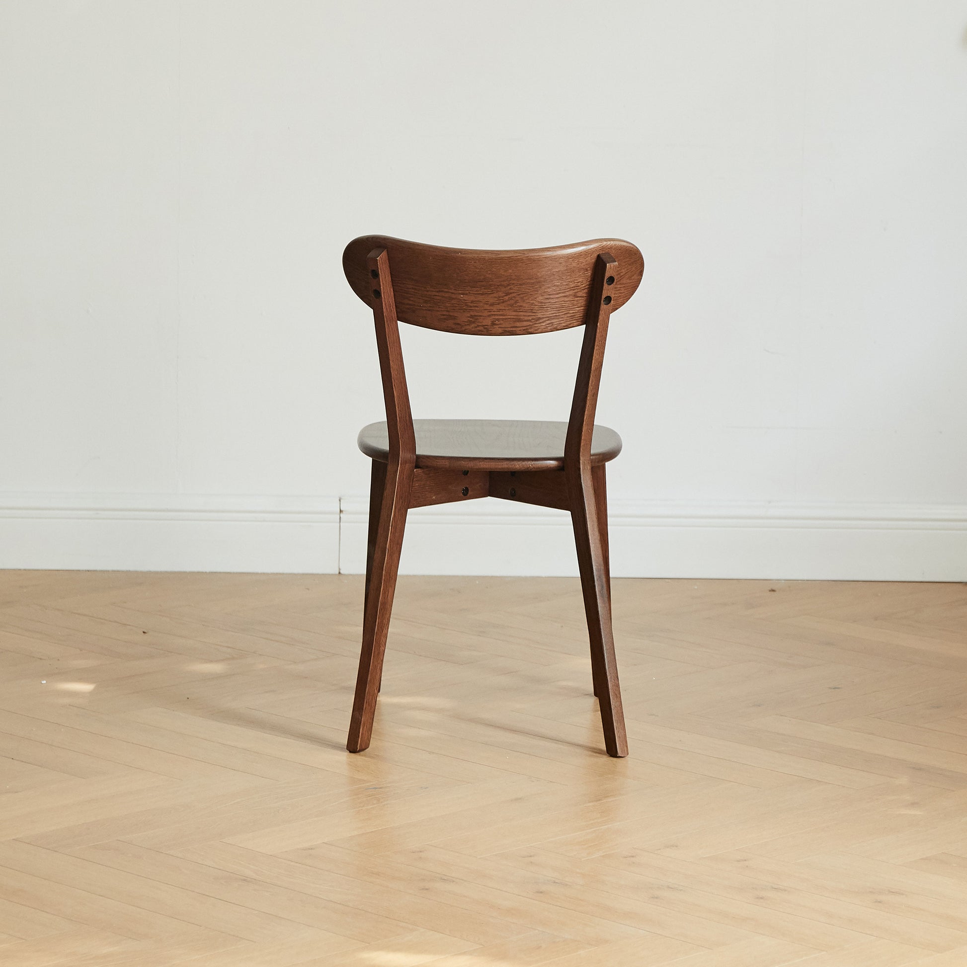 Simple Solid Oak Chair (Set of 2), Dark Walnut