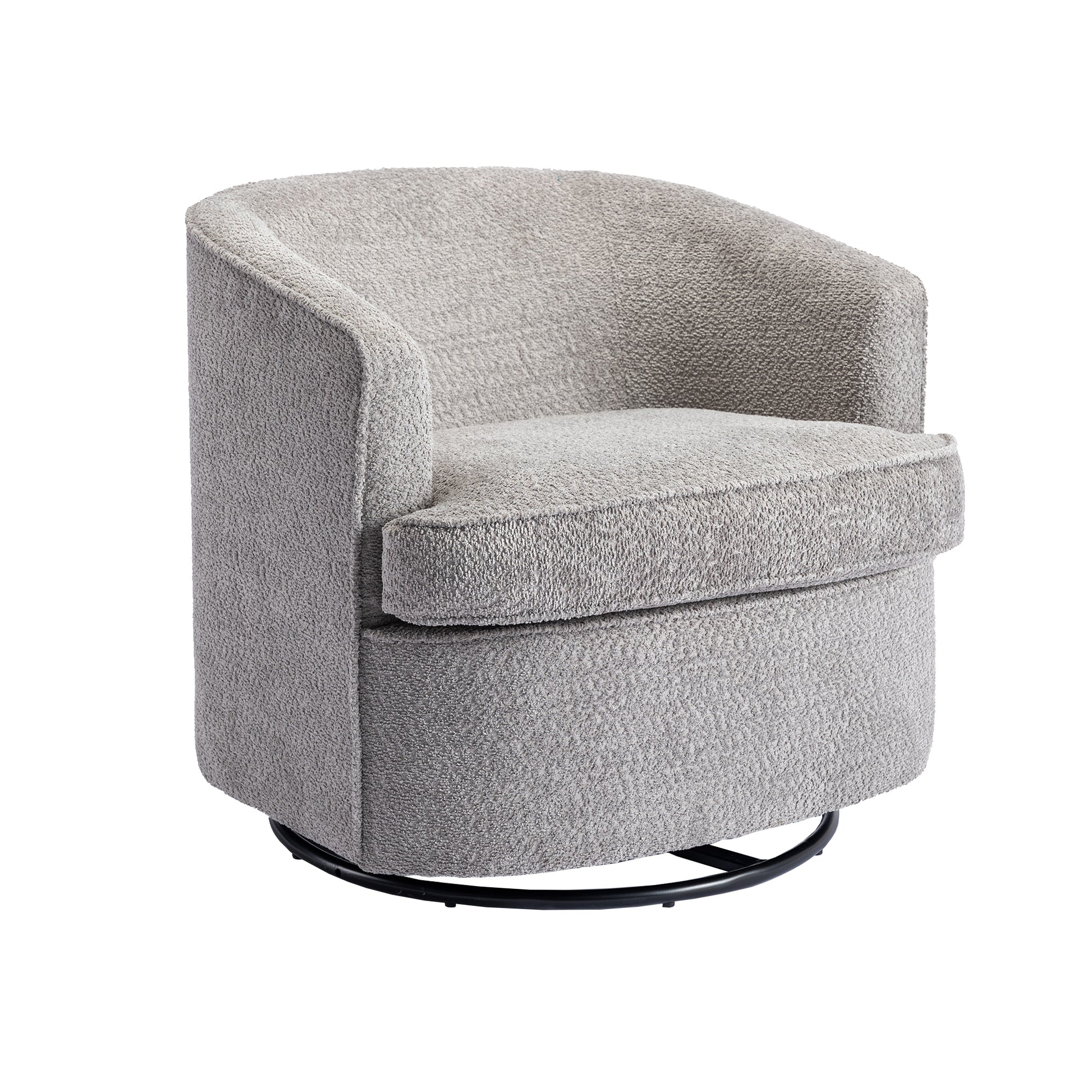 Comfy Round 360 Degree Swivel Barrel Chair, Grey