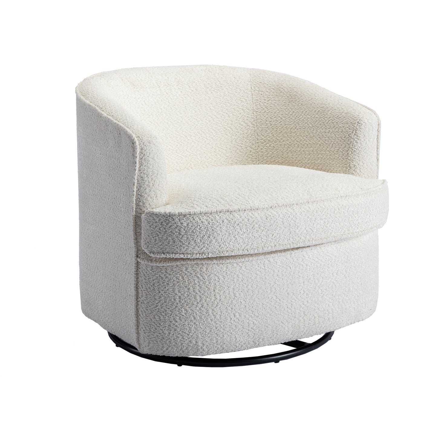 Comfy Round 360 Degree Swivel Barrel Chair, Cream