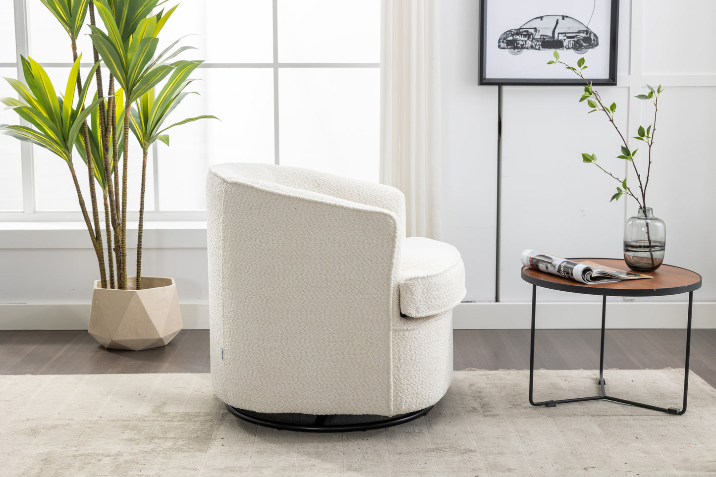 Comfy Round 360 Degree Swivel Barrel Chair, Cream