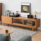 Solid Cherry Wood TV Cabinet with Glass Doors, Two Drawers