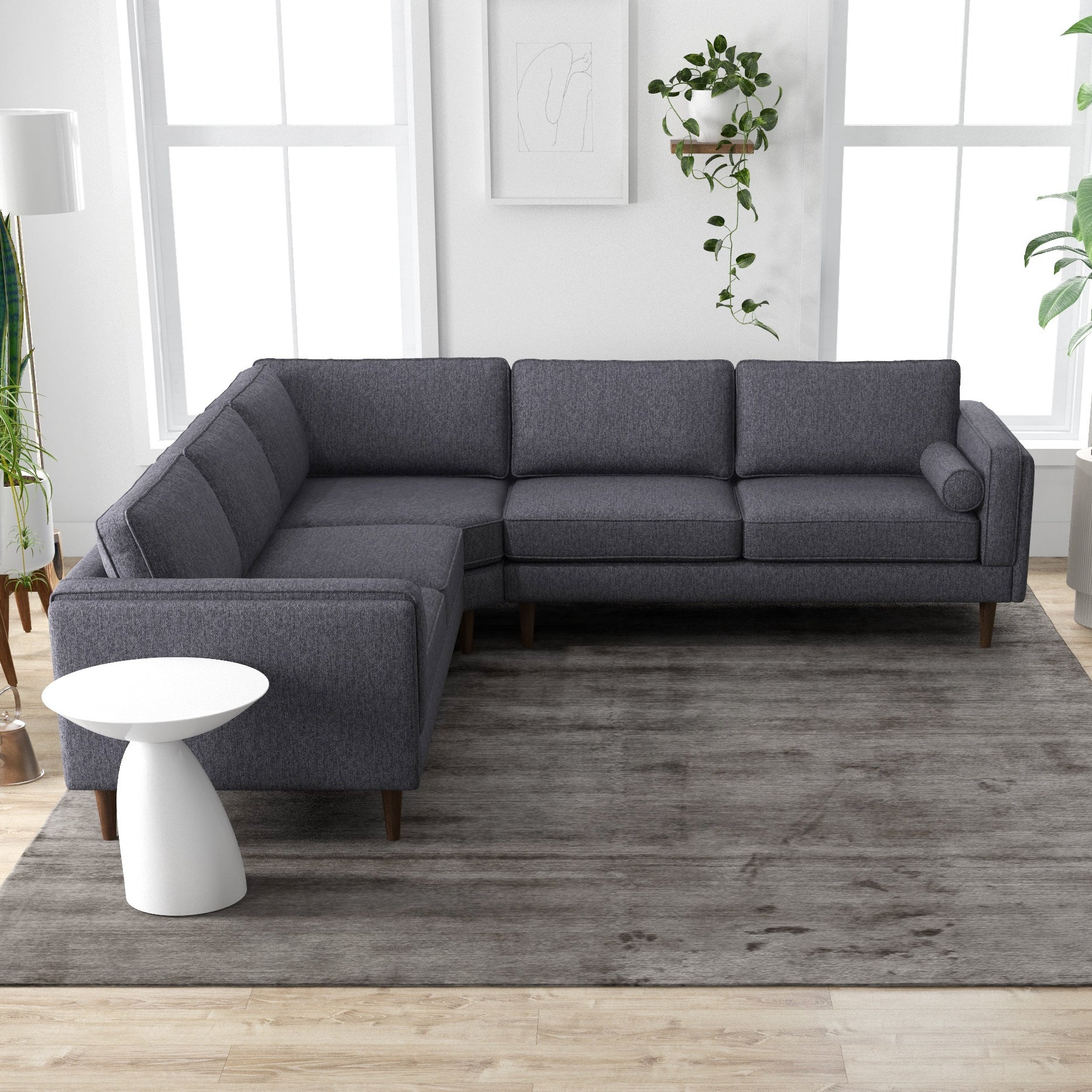 Symmetrical Corner Sofa - Dark Grey