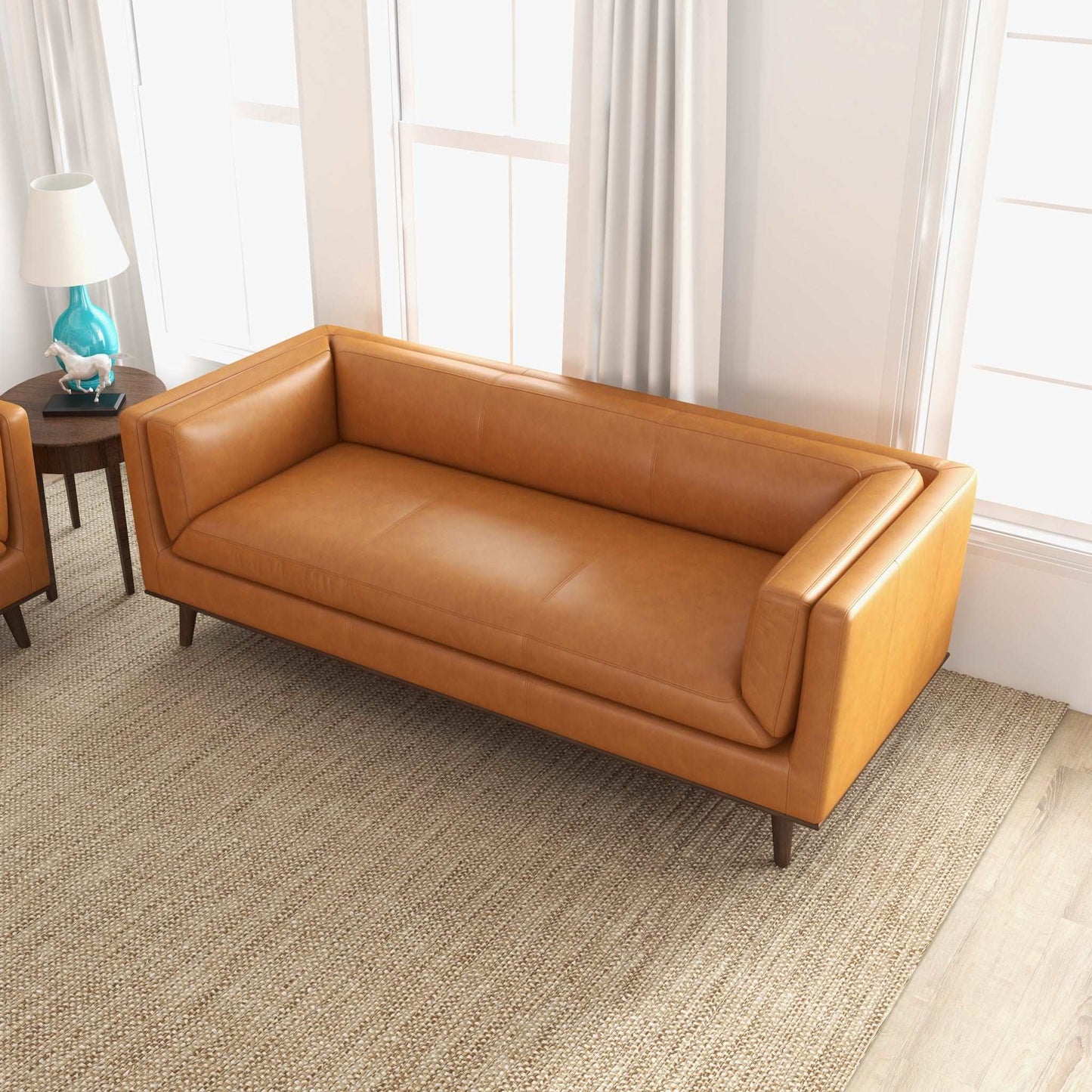 Brooklyn Tan Leather Sofa Couch