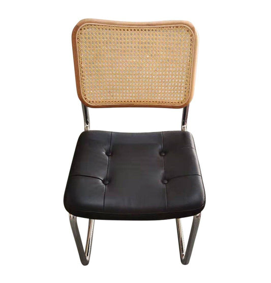 Emy Side Chair - Natural & Black Leather-0