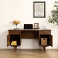 Black Walnut Rattan Home Office Desk