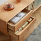 Solid Beech Wood TV Cabinet with Glass Doors, Two Drawers