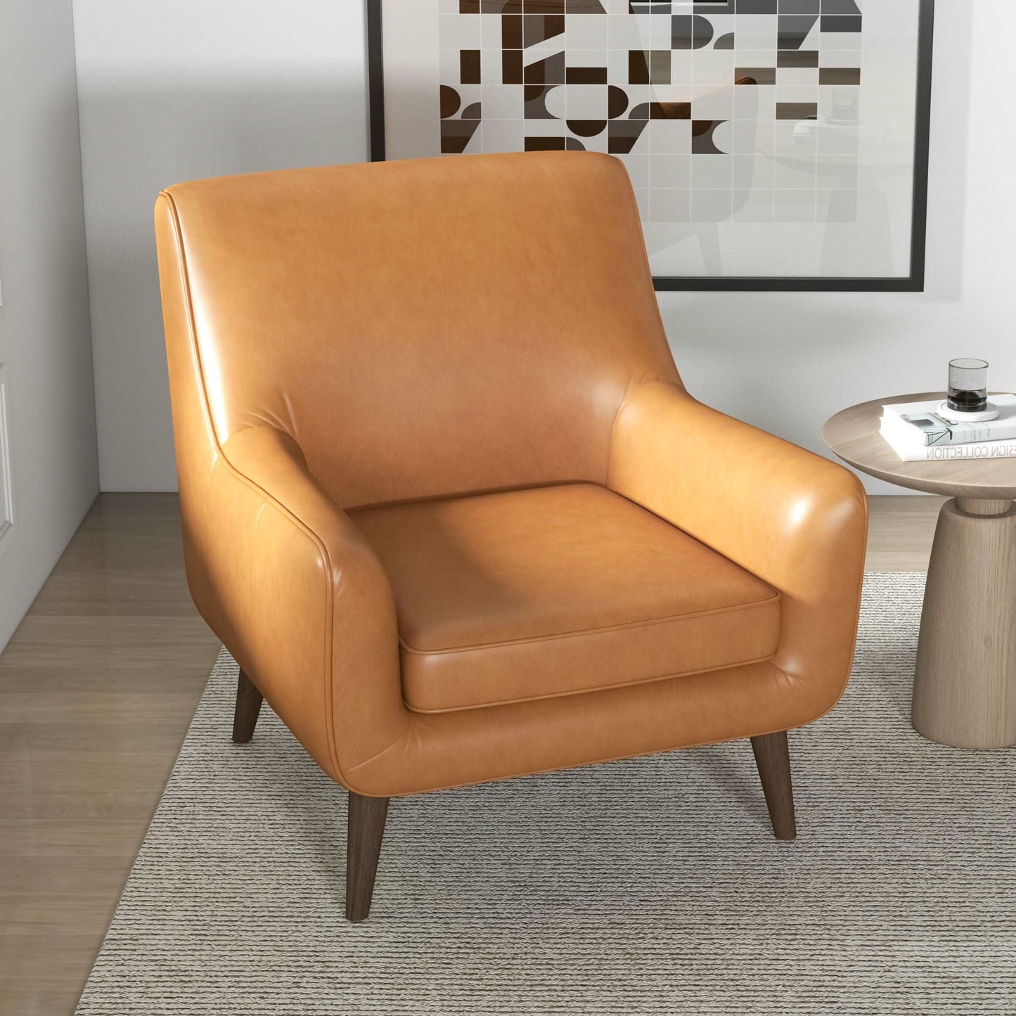 Leather Lounge Chair - Tan