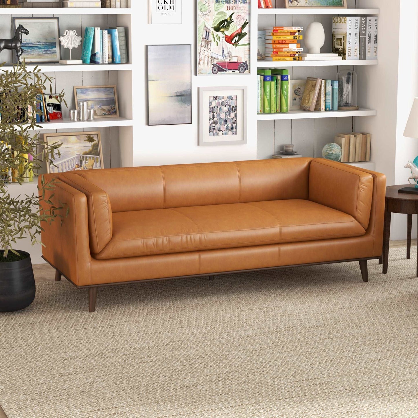 Brooklyn Tan Leather Sofa Couch