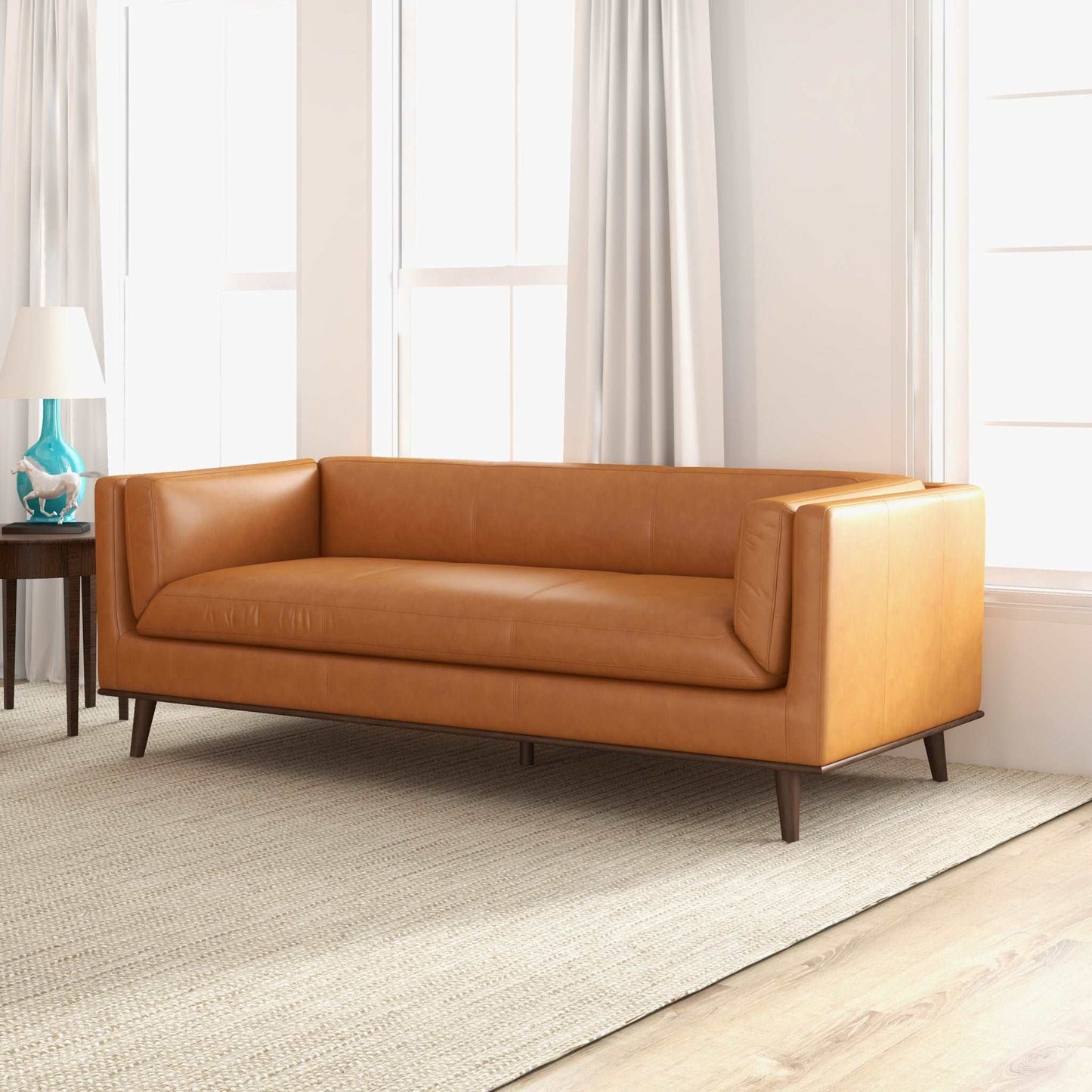 Brooklyn Tan Leather Sofa Couch